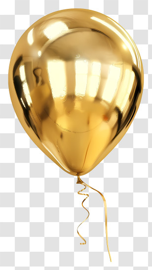 Gold Balloon - Golden Metallic Helium Balloon With Strings Transparent PNG