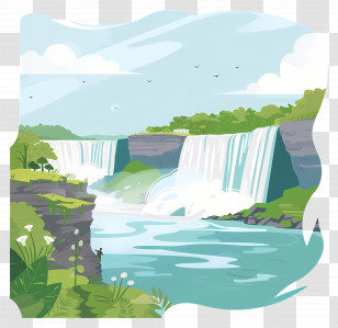 Niagara Falls - Waterfall Landscape Illustration Transparent PNG