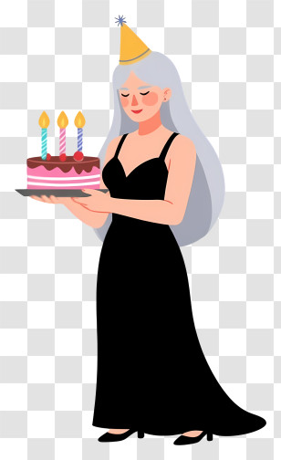 Woman Holding Birthday Cake - Party Woman With Birthday Cake Transparent PNG