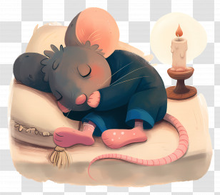 Good Night - Sleeping Mouse With Candle Transparent PNG