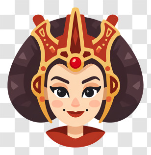 Queen Amidala - Regal Queen Head Illustration Transparent PNG