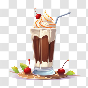 Chocolate Milkshake - Delicious Chocolate Milkshake With Cherry Transparent PNG