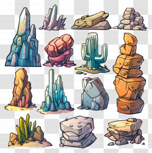 Rock Formations - Collection Of Colorful Rocks Transparent PNG