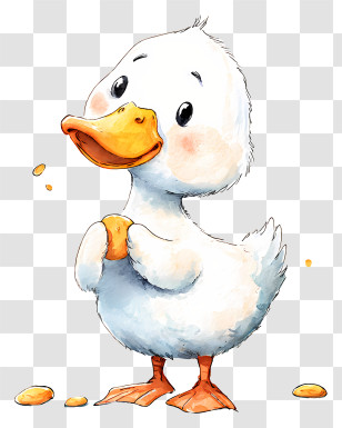 Duck Eating Food - Cute Duck With Coins Transparent PNG