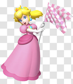 Racing - Princess Peach Waving Checkered Flag Transparent PNG