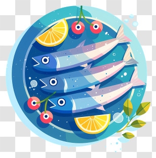 Sardines On Plate - Fish Dish Illustration Transparent PNG