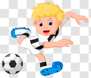 Boy Kicking Soccer Ball - Cartoon Boy Playing Soccer Transparent PNG