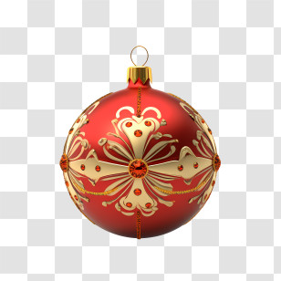 Christmas Ball - Red And Gold Decorative Christmas Bauble Transparent PNG