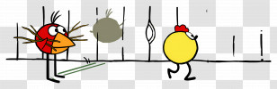 Peep And The Big Wide World - Red And Yellow Birds By The Fence Transparent PNG