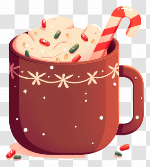 Christmas Hot Chocolate - Festive Cocoa Mug With Candy Cane Transparent PNG