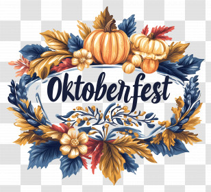 Oktoberfest - Oktoberfest Celebration With Pumpkins And Leaves Transparent PNG