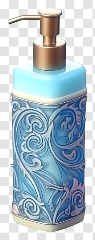 Blue Ornate Bottle - Ornate Blue Soap Dispenser With Swirl Patterns Transparent PNG