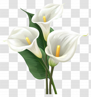 Calla Lily - White Lily Flowers With Green Stems Transparent PNG