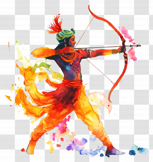 Dussehra - Watercolor Archer Depicting Mythological Art Transparent PNG