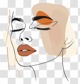 Makeup Woman - Abstract Face Line Art Illustration Transparent PNG