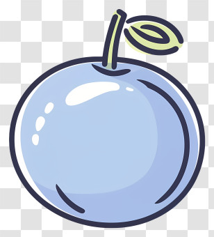 Cartoon - Fresh Blue Plum With Leaf Transparent PNG