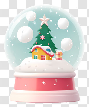 Snow Globe - Christmas Snow Globe With Tree And Gift Transparent PNG