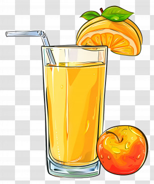 Juice - Glass Of Orange Juice With Fruit Transparent PNG