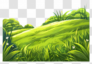 Grass Land - Vibrant Green Hilly Meadow Transparent PNG