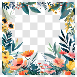 Spring Flowers Frame - Beautiful Floral Border Design Transparent PNG
