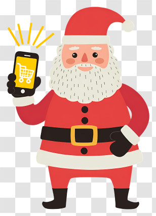 Santa Shopping Online - Santa Shopping With Smartphone Transparent PNG