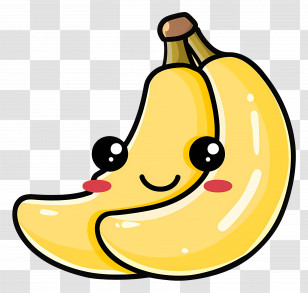 Cute Bananas - Smiling Banana Cartoon With Kawaii Style Transparent PNG