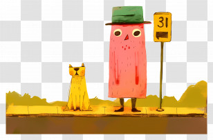 Bus Stop - Pink Character Waiting At Bus Stop Transparent PNG