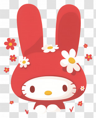 My Melody - My Melody Cartoon Character With Red Hood And Flowers Transparent PNG