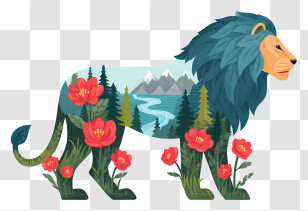 Nature Lion - Strolling Lion Nature Graphic Transparent PNG