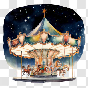 National Merry Go Round Day - Magical Night Carousel Transparent PNG