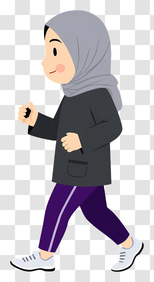 Muslim Woman Walking - Girl In Sportswear With Hijab Transparent PNG