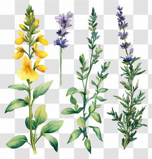 Herbs And Spices - Assorted Medicinal Plants Illustration Transparent PNG