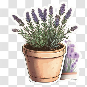 Blooming Lavender
 - Lavender Plant In A Pot Illustration Transparent PNG
