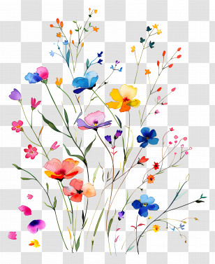 Flower Background - Watercolor Wildflowers Botanical Illustration Transparent PNG