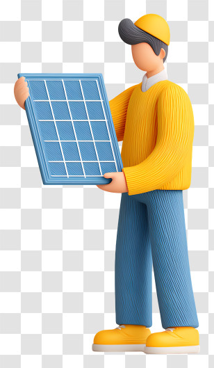 Man Cleaning Solar Panel - Person Holding Solar Panel Transparent PNG
