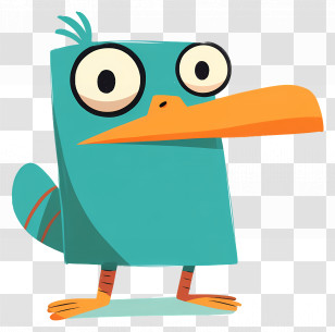 Perry The Platypus - Blue Cartoon Bird With Large Orange Beak Transparent PNG