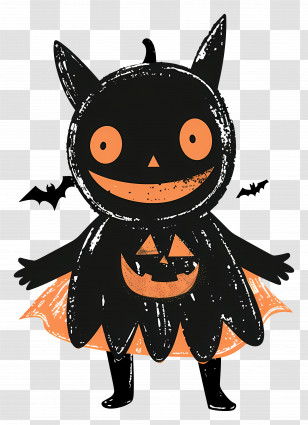 Halloween Kid Costume - Black Halloween Character In Costume Transparent PNG