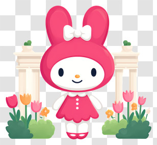 My Melody In Park - Pink Bunny Character Transparent PNG