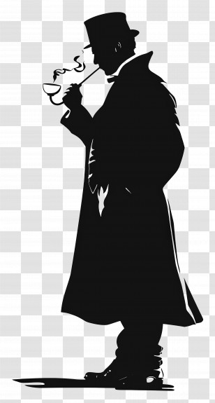 Sherlock Holmes Silhouette - Elegant Silhouette Of A Man Smoking A Pipe Transparent PNG