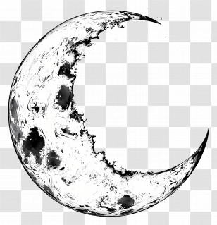 Moon Outline - Crescent Moon Illustration In Black And White Design Transparent PNG