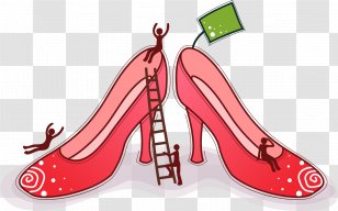 High-heeled Footwear Shoe Illustration - Woman - Cartoon Hand Painted Red High Heels Transparent PNG