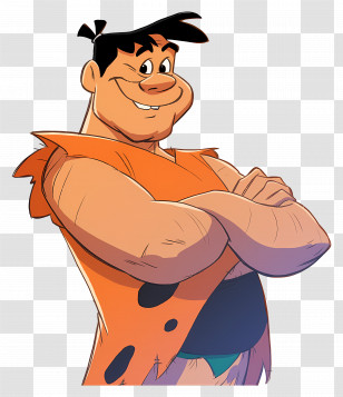 Fred Flintstone - Cartoon Character With Orange Outfit Transparent PNG