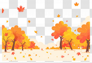 Autumn Background - Autumn Trees With Falling Leaves Illustration Transparent PNG