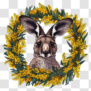 Australia Day - Kangaroo With Floral Wreath Transparent PNG