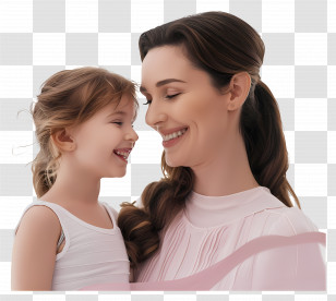 Mother And Daughter - Illustration Of Mother And Daughter Sharing A Happy Moment Transparent PNG