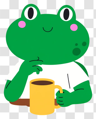 Cartoon Frog - Frog With Mug Cartoon Transparent PNG