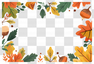 Autumn Background - Autumn Decorative Frame With Leaves And Acorns Transparent PNG