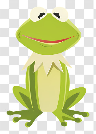 Kermit The Frog - Cute Green Smiling Frog Illustration Transparent PNG