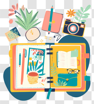Cartoon Notebook - Art Journal And Creative Planner Illustration Transparent PNG