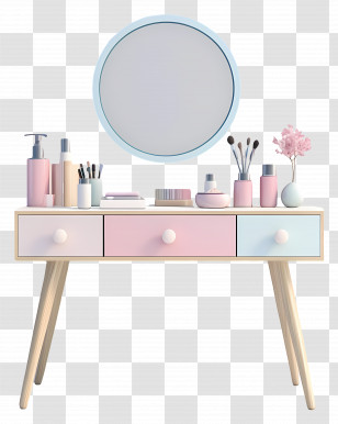 Vanity Table - Makeup Vanity With Pastel Colors Transparent PNG